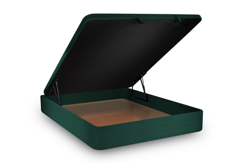 Lit coffre 160x200 cm avec Tête de lit capitonnée - Tissu Velours Vert