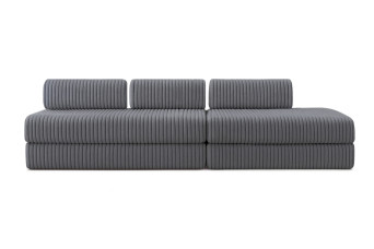 Canapé 5 places - 2 modules convertibles : Canapé 3 places + Canapé 2 places - Velours côtelé XL Gris