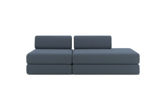 Canapé 3 places - 2 modules convertibles : Canapé 2 places + Fauteuil - Tissu lisse Bleu