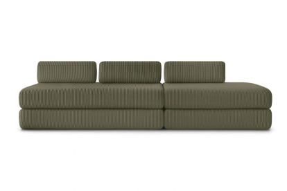 Canapé 5 places - 2 modules convertibles : Canapé 3 places + Canapé 2 places - Velours côtelé Vert