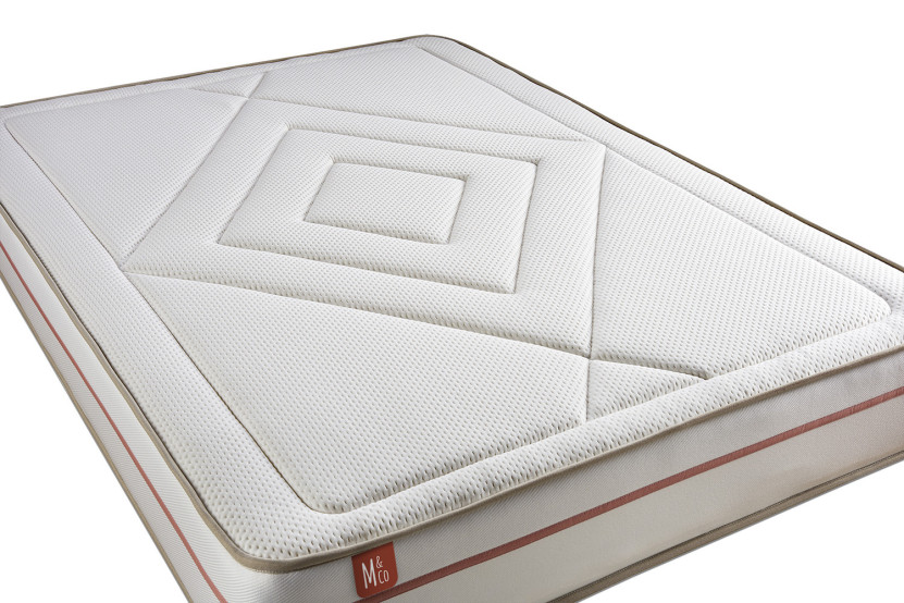 Pack lit complet 160x200 cm - Matelas + 2 Sommiers Beiges + 2 oreillers + Couette - Le Paisible