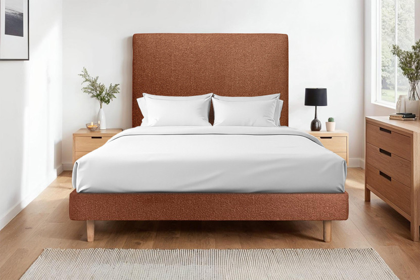 Sommier à Lattes 135x190 cm - H29 cm - Bouclette - Terracotta