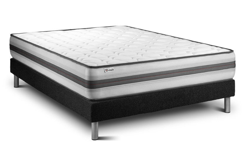 Ensemble Matelas Sommier 160x200 cm - Sommier Noir (en kit) - Vitalpower Recover Ensemble Matelas Sommier 160x200 cm - Sommier Noir (en kit) - Vitalpower Recover