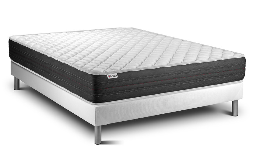 Ensemble Matelas Sommier 180x220 cm - Sommier Blanc (en kit) - Vitalmemo One