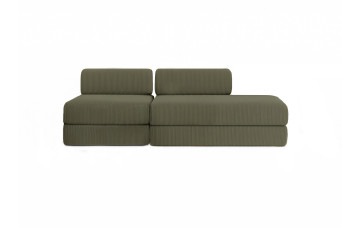 Canapé 3 places - 2 modules convertibles : Canapé 2 places + Fauteuil - Velours côtelé Vert