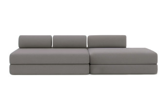 Canapé 5 places - 2 modules convertibles : Canapé 3 places + Canapé 2 places - Tissu lisse Gris