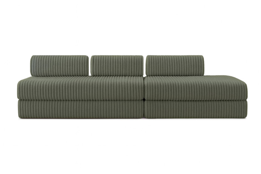 Canapé 5 places - 2 modules convertibles : Canapé 3 places + Canapé 2 places - Velours côtelé XL Vert