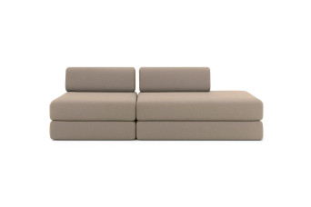 Canapé 3 places - 2 modules convertibles : Canapé 2 places + Fauteuil - Tissu lisse Taupe