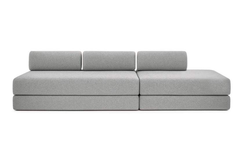 Canapé 5 places - 2 modules convertibles : Canapé 3 places + Canapé 2 places - Tissu tweed Gris Canapé 5 places - 2 modules convertibles : Canapé 3 places + Canapé 2 places - Tissu tweed Gris
