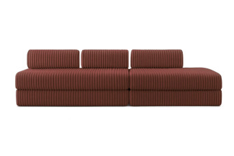 Canapé 5 places - 2 modules convertibles : Canapé 3 places + Canapé 2 places - Velours côtelé XL Terracotta