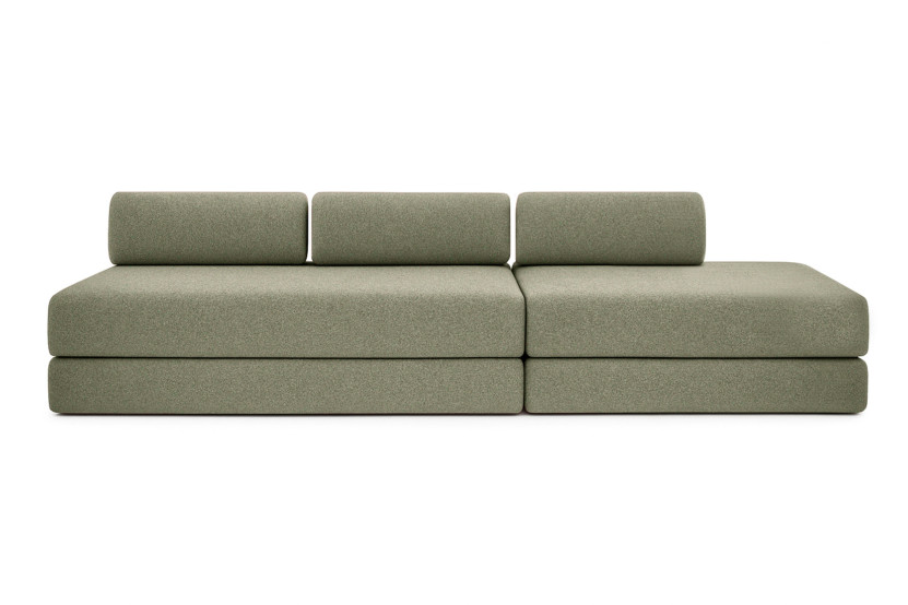 Canapé 5 places - 2 modules convertibles : Canapé 3 places + Canapé 2 places - Tissu tweed Vert Canapé 5 places - 2 modules convertibles : Canapé 3 places + Canapé 2 places - Tissu tweed Vert