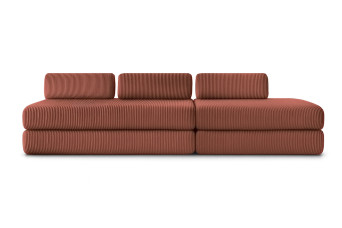 Canapé 5 places - 2 modules convertibles : Canapé 3 places + Canapé 2 places - Velours côtelé Terracotta