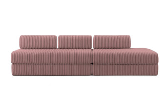 Canapé 5 places - 2 modules convertibles : Canapé 3 places + Canapé 2 places - Velours côtelé XL Rose
