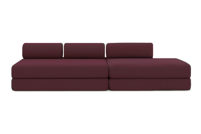Canapé 5 places - 2 modules convertibles : Canapé 3 places + Canapé 2 places - Tissu lisse Rouge