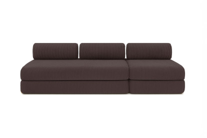 Canapé 4 places - 2 modules convertibles : Canapé 3 places + Fauteuil - Velours côtelé Marron