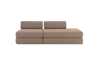 Canapé 3 places - 2 modules convertibles : Canapé 2 places + Fauteuil - Tissu lisse Marron