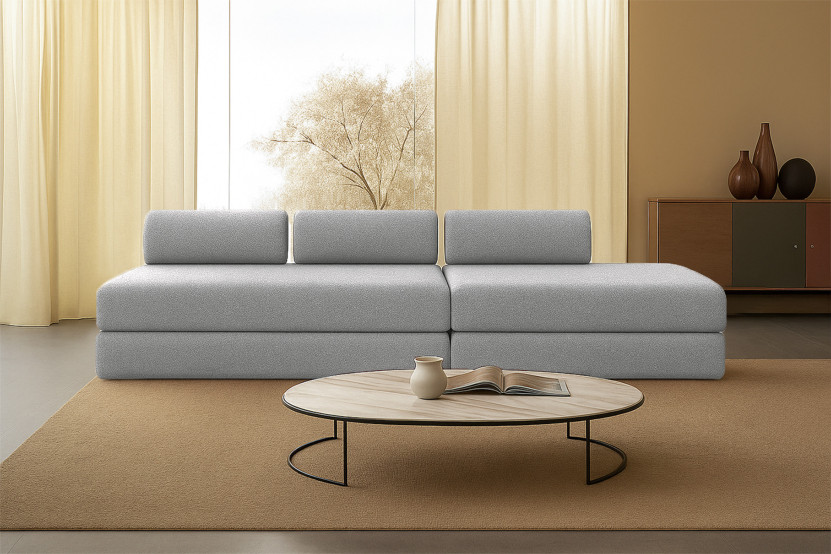 Canapé 5 places - 2 modules convertibles : Canapé 3 places + Canapé 2 places - Tissu tweed Gris Canapé 5 places - 2 modules convertibles : Canapé 3 places + Canapé 2 places - Tissu tweed Gris