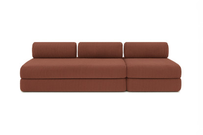 Canapé 4 places - 2 modules convertibles : Canapé 3 places + Fauteuil - Velours côtelé Terracotta