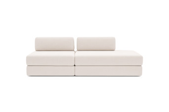 Canapé 3 places - 2 modules convertibles : Canapé 2 places + Fauteuil - Tissu extérieur Beige clair