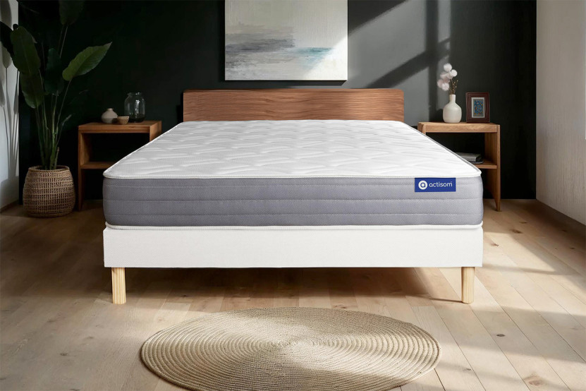 Ensemble Matelas Sommier 140x210 cm - Sommier Blanc (en kit) - Actiflex Dream