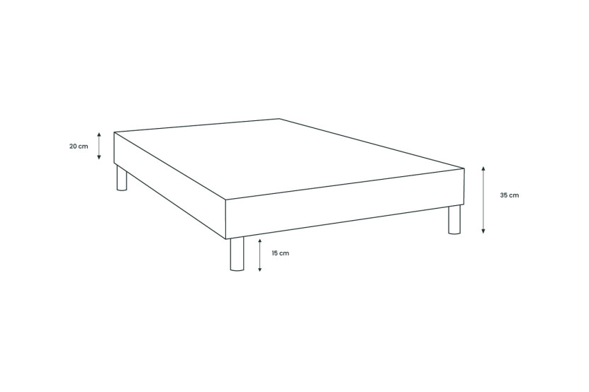 Sommier Tapissier 80x200 cm - H35 cm - Toile nattée - Vert kaki