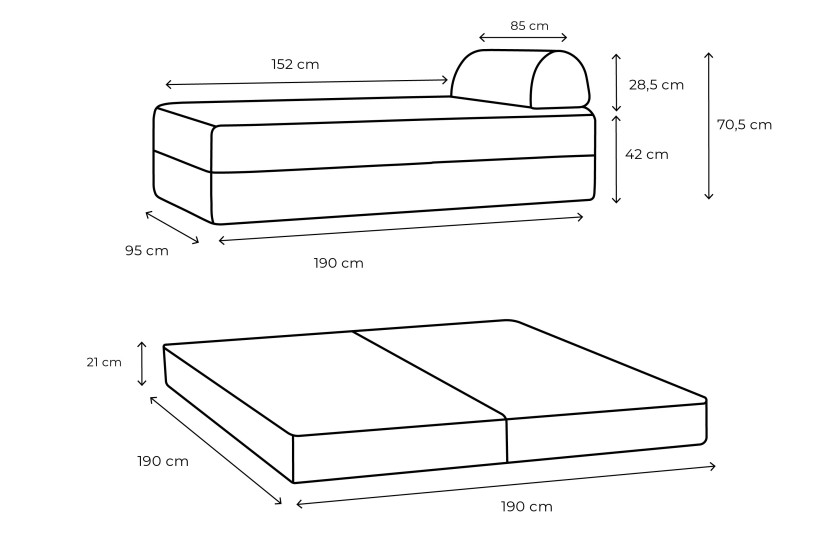 Méridienne convertible et modulable - Velours côtelé Taupe