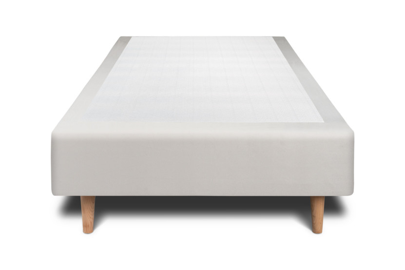 Sommier Tapissier 90x200 cm - H35 cm - Velours - Gris clair