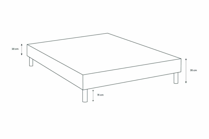 Sommier Tapissier 160x200 cm - H35 cm - Velours - Gris bleuté