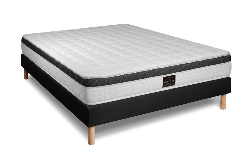 Ensemble Matelas Sommier 140x200 cm - Sommier Noir (en kit) - Supérieur