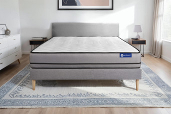 Ensemble Matelas Sommier 150x200 cm - Sommier Gris (en kit) - Actimemo Night