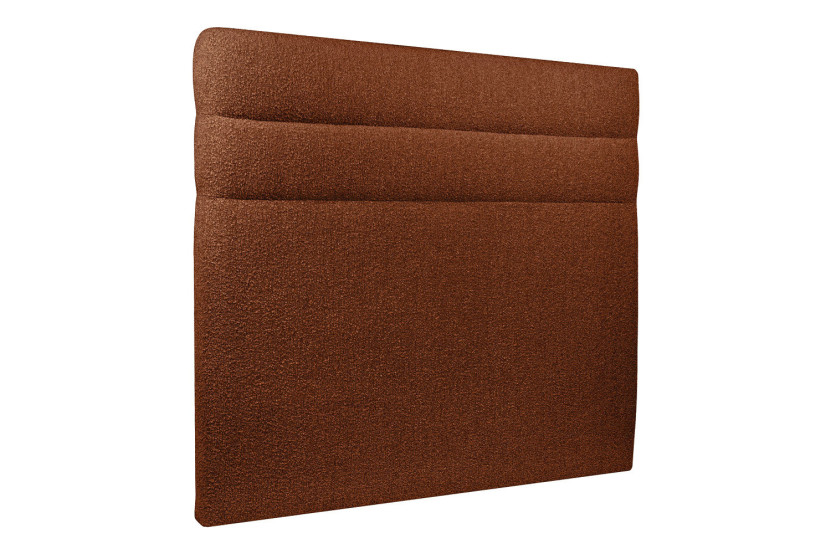 Lit 160x200 cm - Sommier tapissier H35 cm + tête de lit à lignes - Tissu Bouclette Terracotta