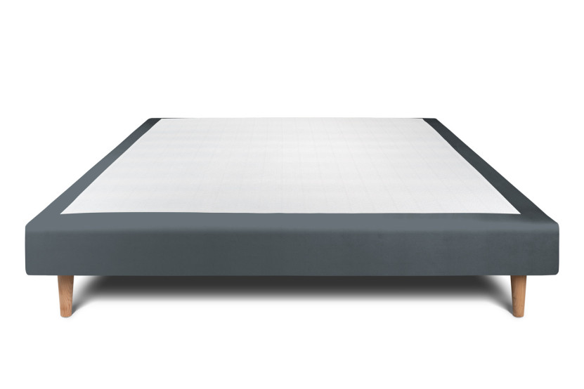 Sommier Tapissier 160x200 cm - H29 cm - Velours - Gris anthracite