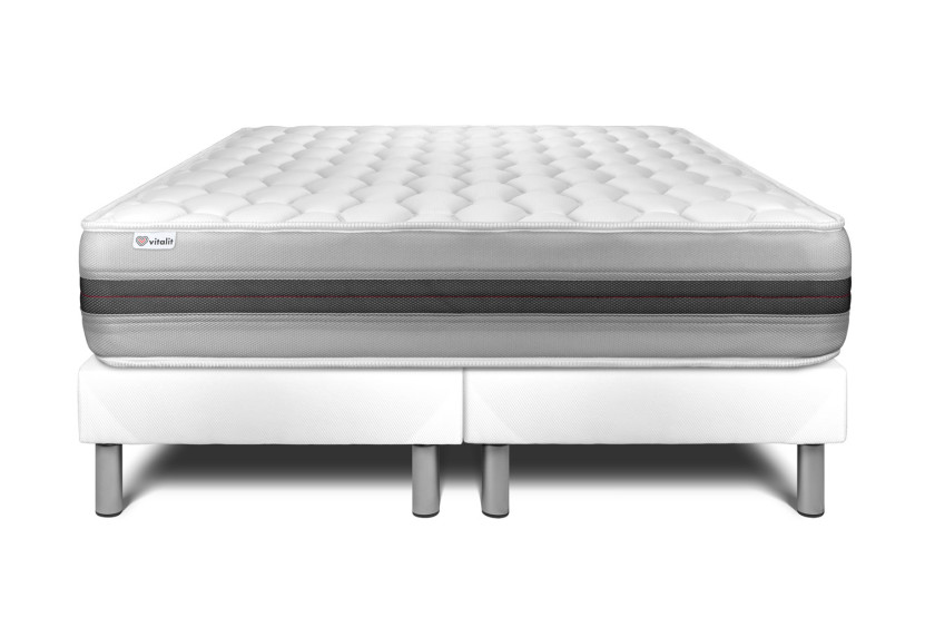Ensemble Matelas Sommier 200x200 cm - 2 Sommiers Blanc - Vitalspring Recover