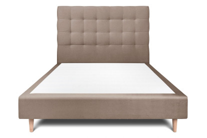 Lit 135x190 cm - Sommier tapissier H35 cm + tête de lit capitonnée - Tissu Velours Taupe