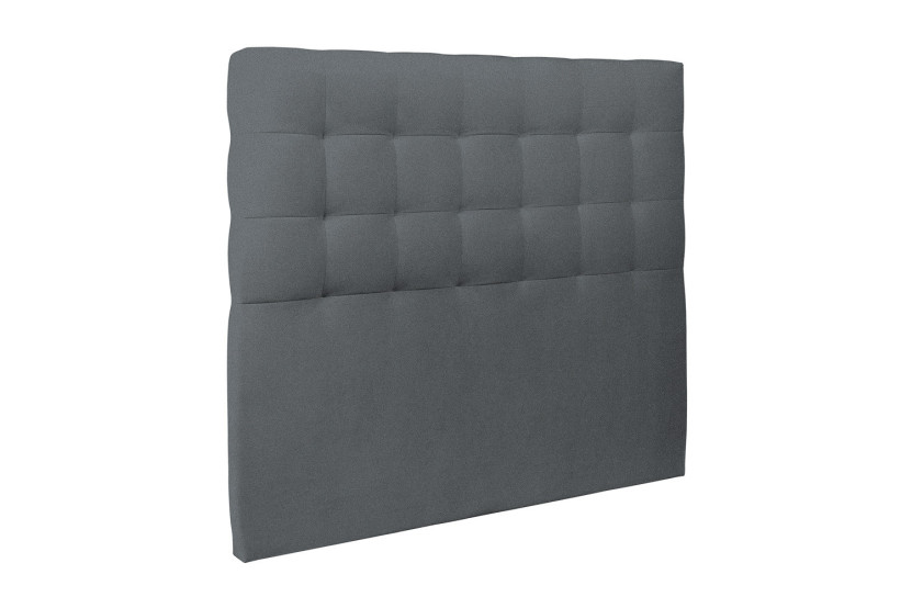 Lit 150x190 cm - Sommier tapissier H29 cm + tête de lit capitonnée - Tissu Velours Gris Anthracite