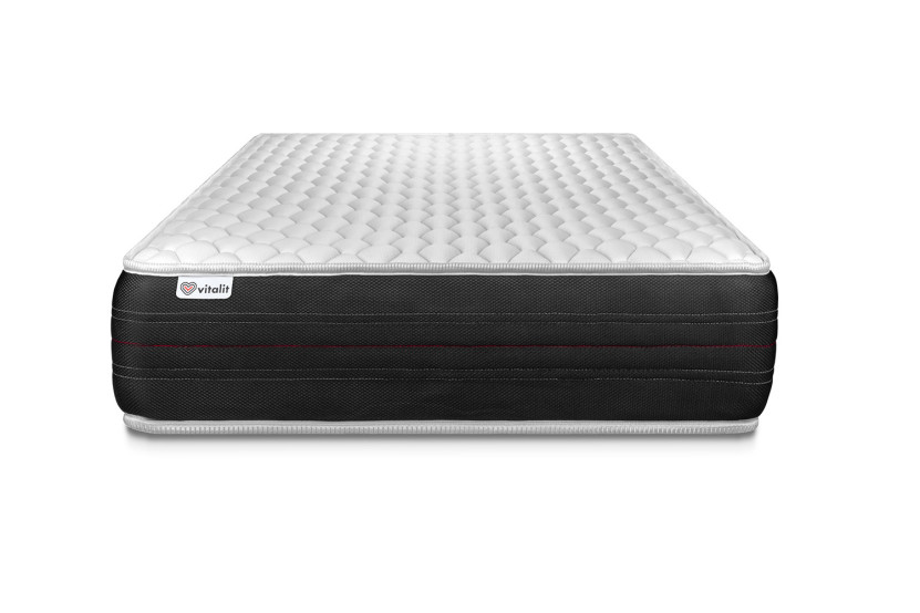 Ensemble Matelas Sommier 90x200 cm - Sommier Gris (déjà monté) - Vitalspring
