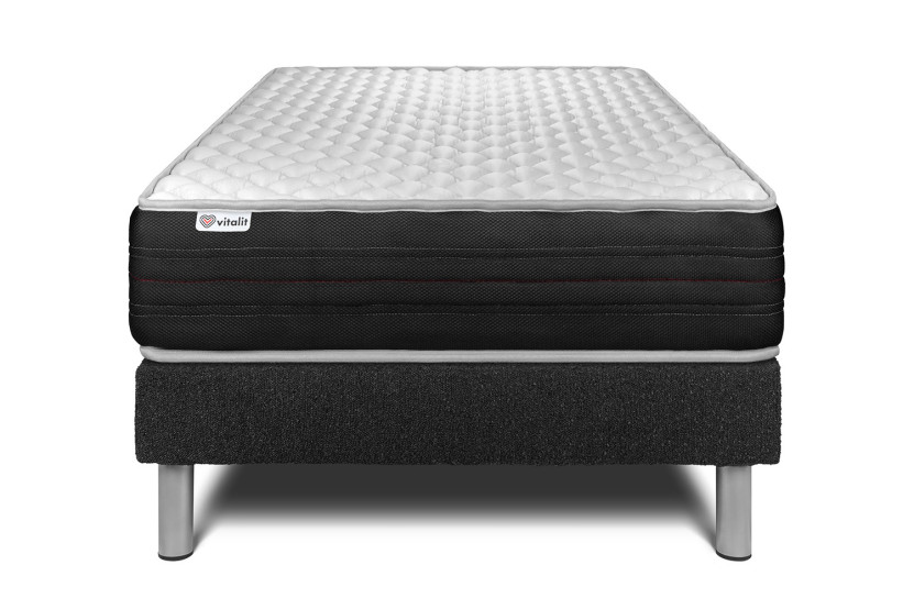 Ensemble Matelas Sommier 90x200 cm - Sommier Noir (déjà monté) - Vitalmemo One Ensemble Matelas Sommier 90x200 cm - Sommier Noir (déjà monté) - Vitalmemo One