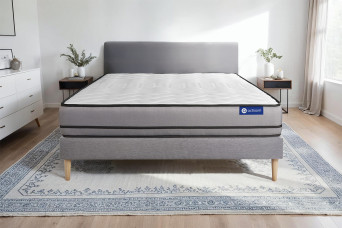 Ensemble Matelas Sommier 140x210 cm - Sommier Gris (en kit) - Actilatex Night