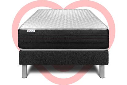 Ensemble Matelas Sommier 120x200 cm - Sommier Noir (en kit) - Vitalmemo One