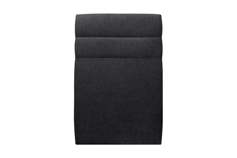 Lit 90x190 cm - Sommier tapissier H29 cm + tête de lit à lignes - Tissu Toile natté Noir