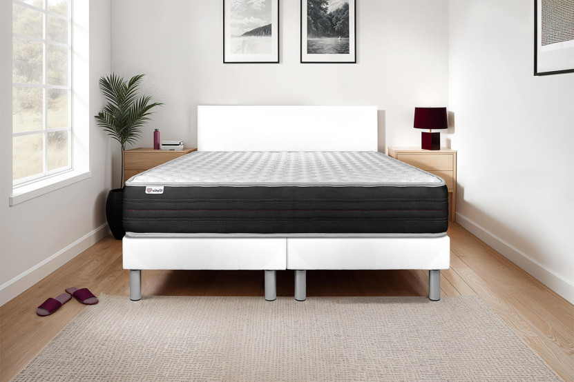 Ensemble Matelas Sommier 160x200 cm - 2 Sommiers Blanc - Vitalmemo One