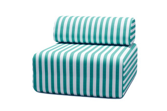 Fauteuil modulable - Tissu extérieur à rayures, blanc et bleu turquoise