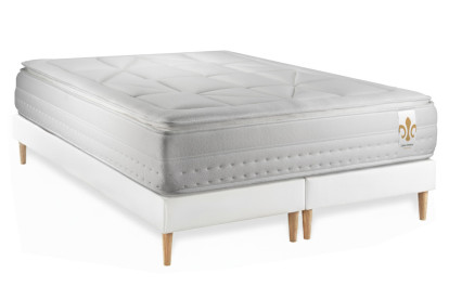 Pack lit complet 160x200 cm - Matelas + 2 Sommiers Blancs + 2 oreillers + Couette - Vingt-Huit PLUS