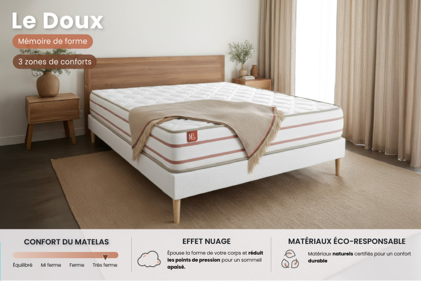 Matelas 140x190 cm Mémoire de forme - Le Doux