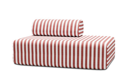 Canapé 2 places modulable - Tissu extérieur à rayures, blanc et rouge