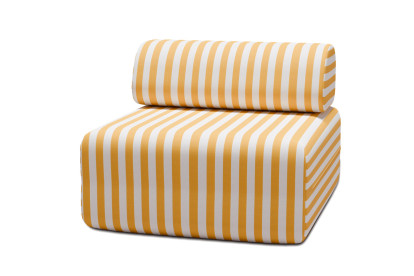 Fauteuil modulable - Tissu extérieur à rayures, blanc et jaune