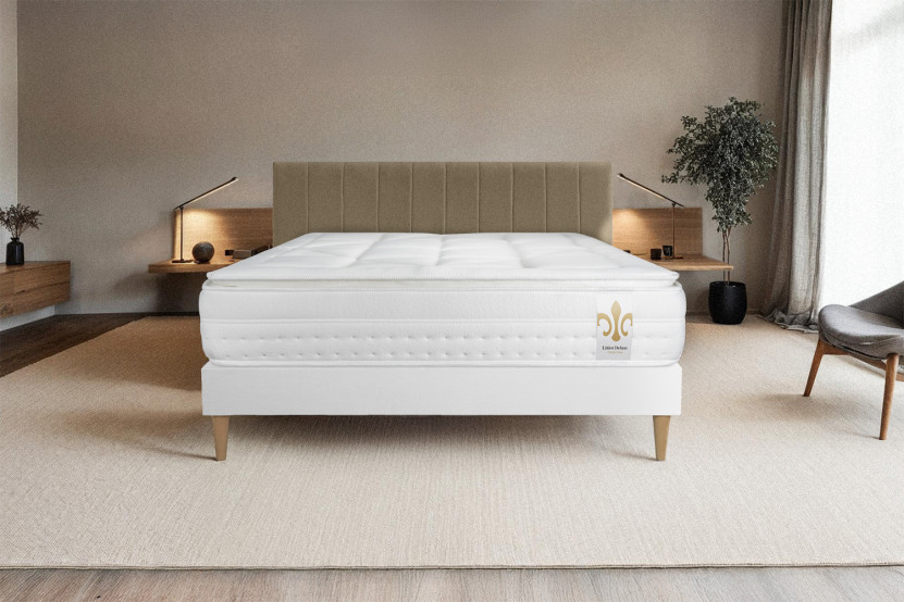 Ensemble Matelas Sommier 90x190 cm - Sommier Blanc (en kit) - Vingt-Huit PLUS