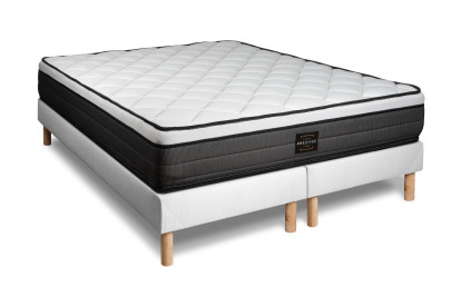 Pack lit complet 180x200 cm - Matelas + 2 Sommiers Blancs + 2 oreillers + Couette - Suite