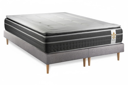 Ensemble Matelas Sommier 160x200 cm - 2 Sommiers Gris - Trente PLUS