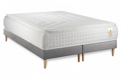 Ensemble Matelas Sommier 200x200 cm - 2 Sommiers Gris - Vingt-Quatre PLUS